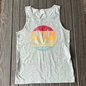 NWOT Beach and palm tree tank top